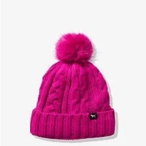 Pink Knit Pom-Pom Beanie pink vs doggie